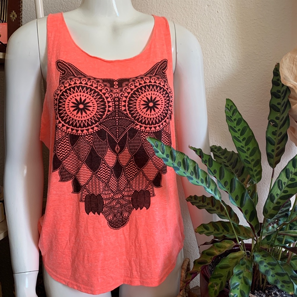 🦉 vintage neon pink owl tank top 🦉